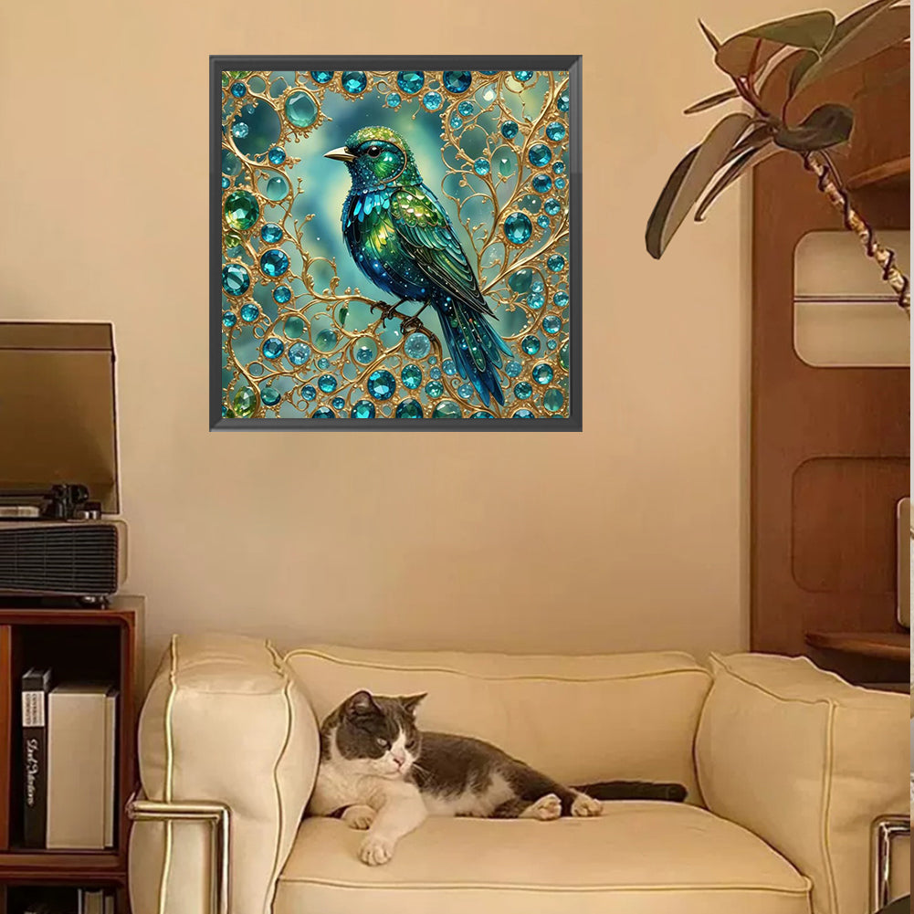 Glass Kingfisher - Full Square Drill Diamond Painting 30*30CM