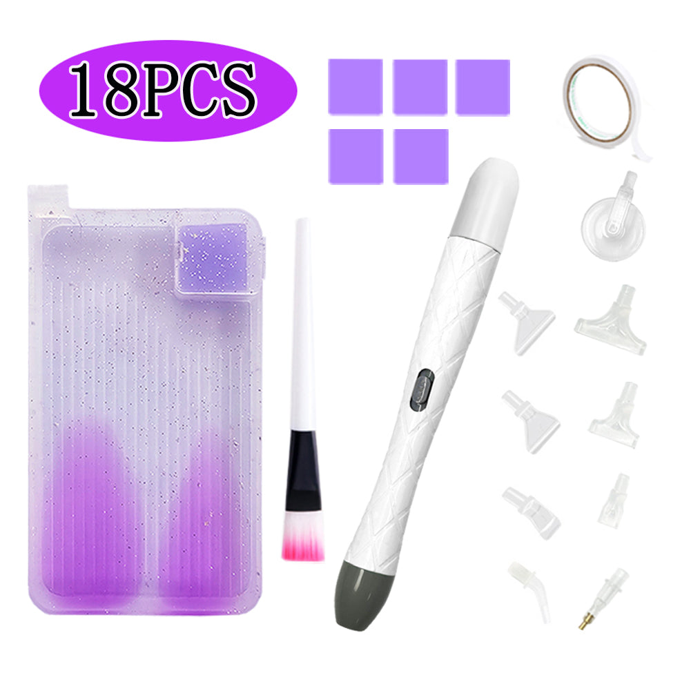 18Pcs/Set 5D DIY Diamond Painting Pick Up Pen Set with Light for DIY Arts Crafts