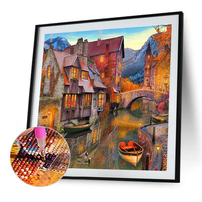 House With Lake View - Full Round Drill Diamond Painting 40*40CM
