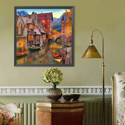 House With Lake View - Full Round Drill Diamond Painting 40*40CM