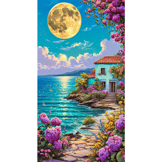 Cottages By The Sea - Full Round Drill Diamond Painting 40*70CM