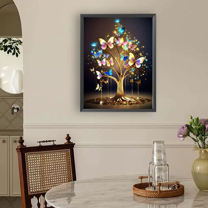 Golden Butterfly Tree - Full Round Drill Diamond Painting 30*40CM