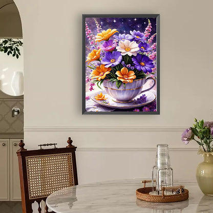 Porcelain Cup Bouquet - Full Round Drill Diamond Painting 30*40CM