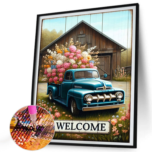 Car Full Of Flowers - Full Round Drill Diamond Painting 35*40CM
