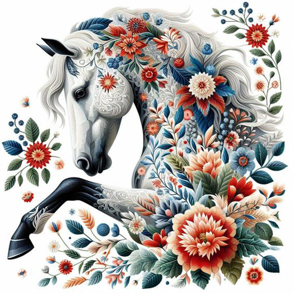 White Horse - Full Round Drill Diamond Painting 40*40CM