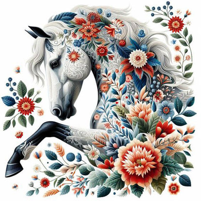 White Horse - Full Round Drill Diamond Painting 40*40CM