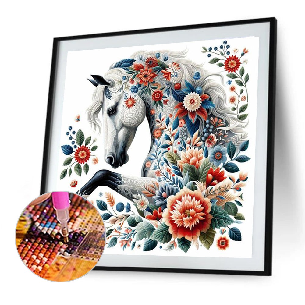 White Horse - Full Round Drill Diamond Painting 40*40CM