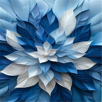 Blue And White Flowers - Full AB Square Drill Diamond Painting 35*45CM