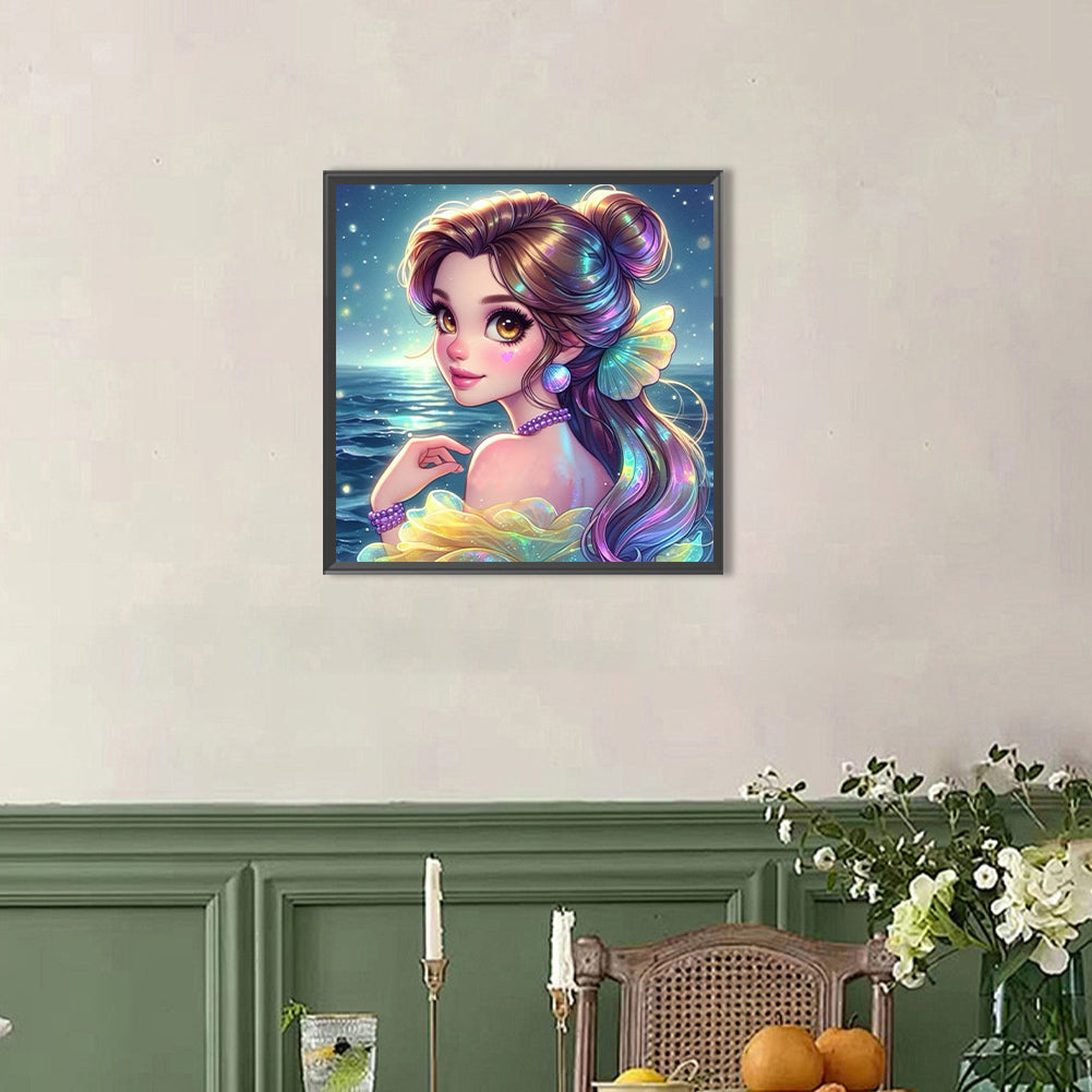 Girl At The Beach - Full AB Round Drill Diamond Painting 40*40CM