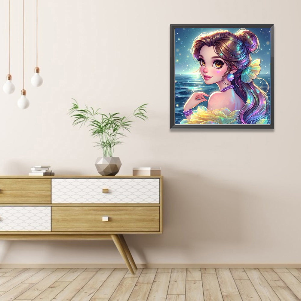 Girl At The Beach - Full AB Round Drill Diamond Painting 40*40CM