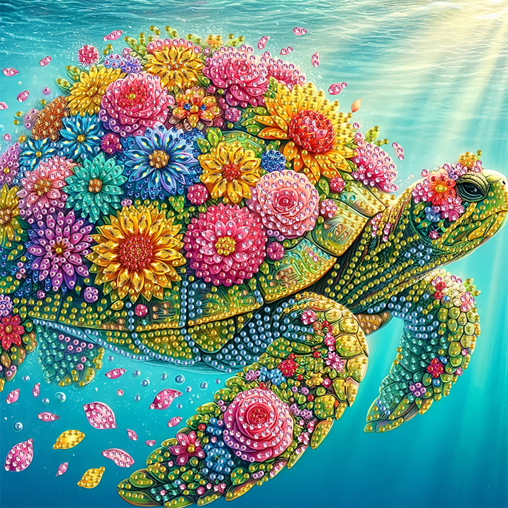 Flower Turtle - Special Shaped Drill Diamond Painting 30*30CM