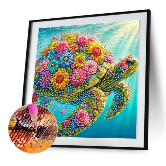 Flower Turtle - Special Shaped Drill Diamond Painting 30*30CM