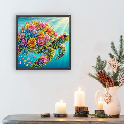 Flower Turtle - Special Shaped Drill Diamond Painting 30*30CM