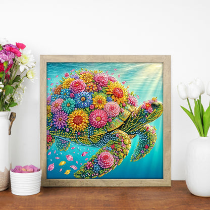 Flower Turtle - Special Shaped Drill Diamond Painting 30*30CM