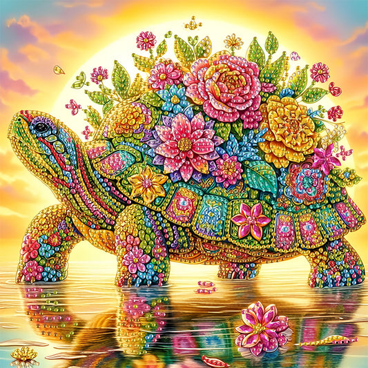 Flower Turtle - Special Shaped Drill Diamond Painting 30*30CM