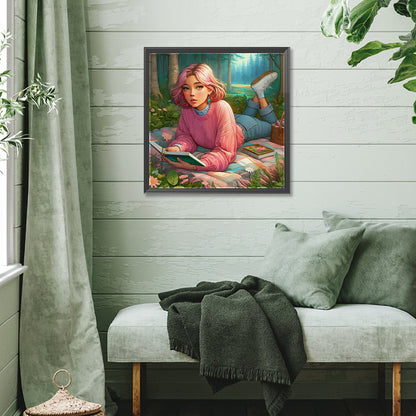Girl Camping - Full Square Drill Diamond Painting 40*40CM