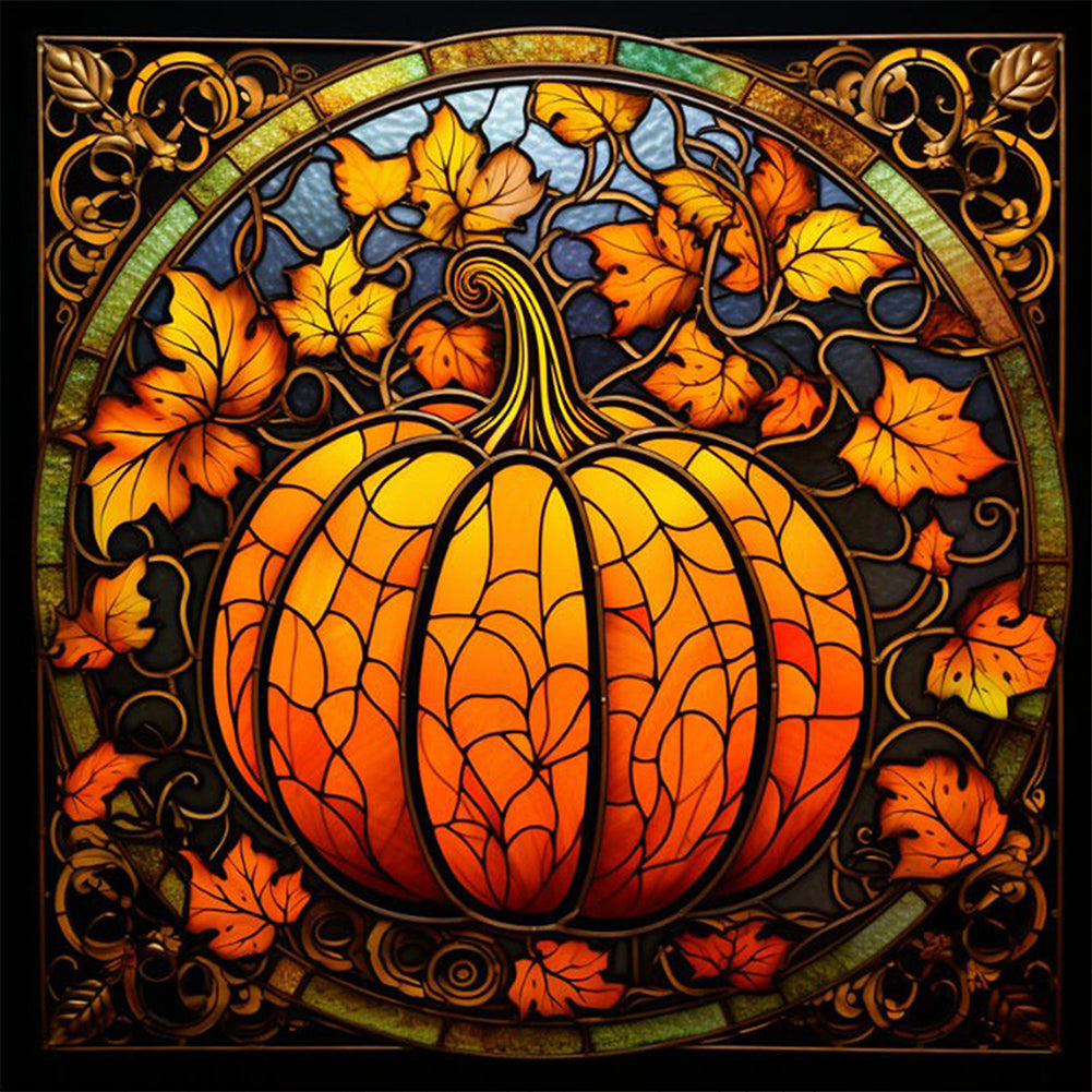 Pumpkin Glass Painting - Full AB Round Drill Diamond Painting 40*40CM