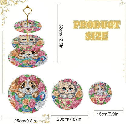 3 Tier Animal Crystal Display Rack Kit 5D DIY Shelf Art Craft Set for Home Decor