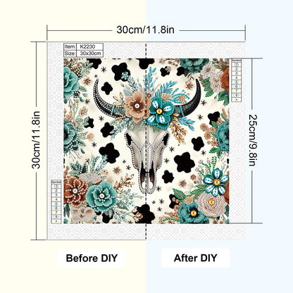Indian Cow Skull - Special Shaped Drill Diamond Painting 30*30CM
