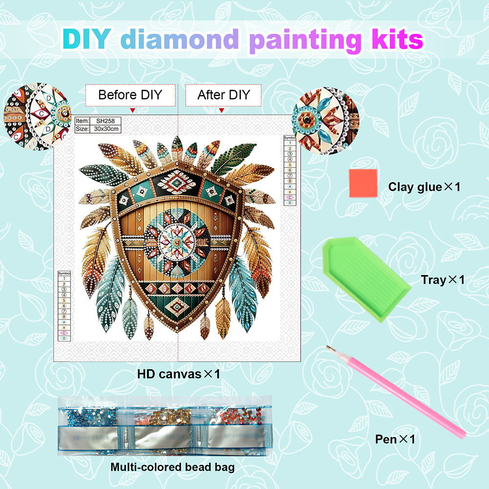 Indian Shield - Special Shaped Drill Diamond Painting 30*30CM
