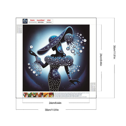 Lady In Elegant Hat - Special Shaped Drill Diamond Painting 30*30CM