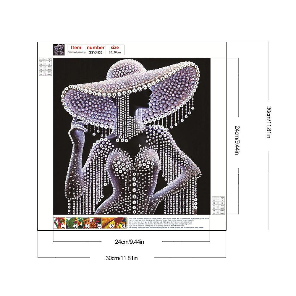 Ady In Elegant Hat - Special Shaped Drill Diamond Painting 30*30CM
