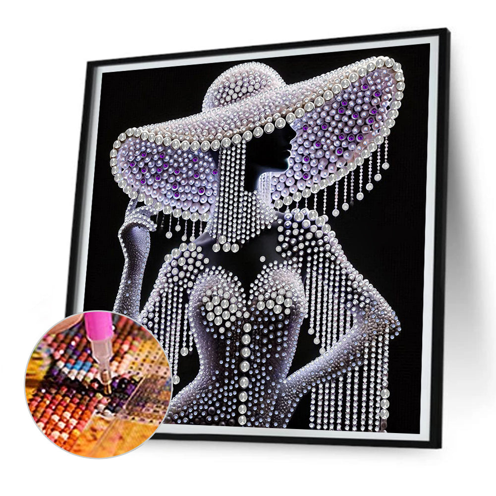 Ady In Elegant Hat - Special Shaped Drill Diamond Painting 30*30CM