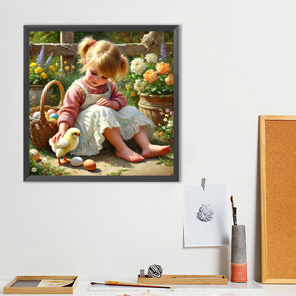 Cute Girl - Full Round Drill Diamond Painting 40*40CM