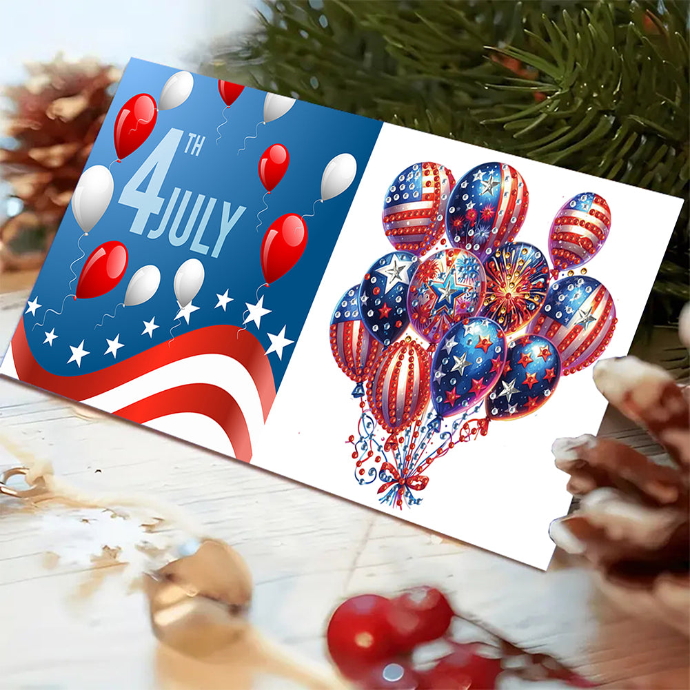 6Pcs Independence Day Diamond Painting Greeting Cards DIY Diamond Drawing Card