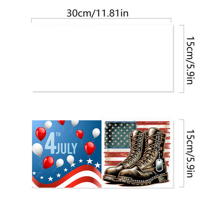 6Pcs Independence Day Diamond Painting Greeting Cards DIY Diamond Drawing Card