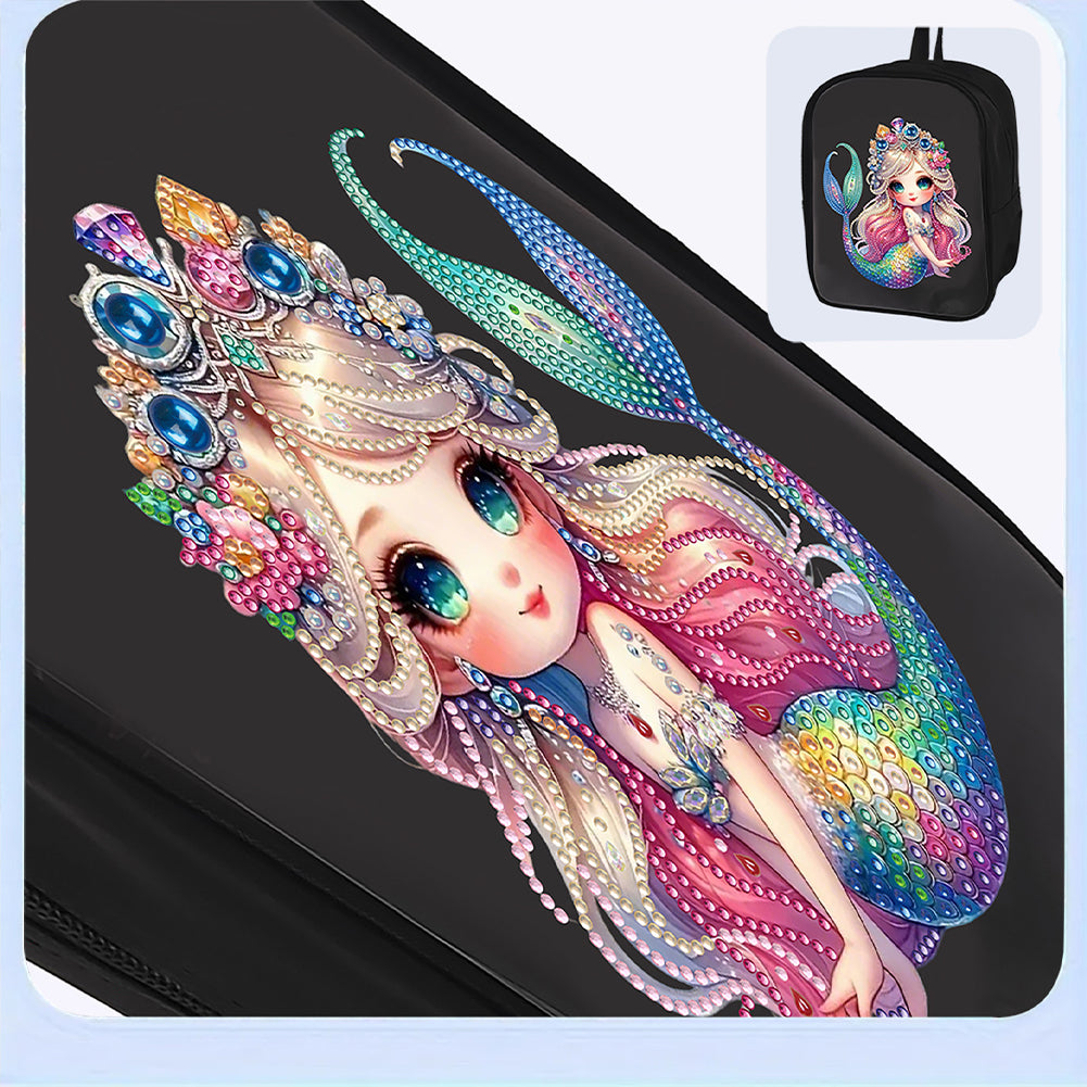 Mermaid Special Shape Diamond Art School Bag Diamond Art Knapsack for Art Crafts