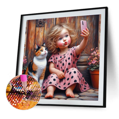 Cute Girl - Full Round Drill Diamond Painting 40*40CM