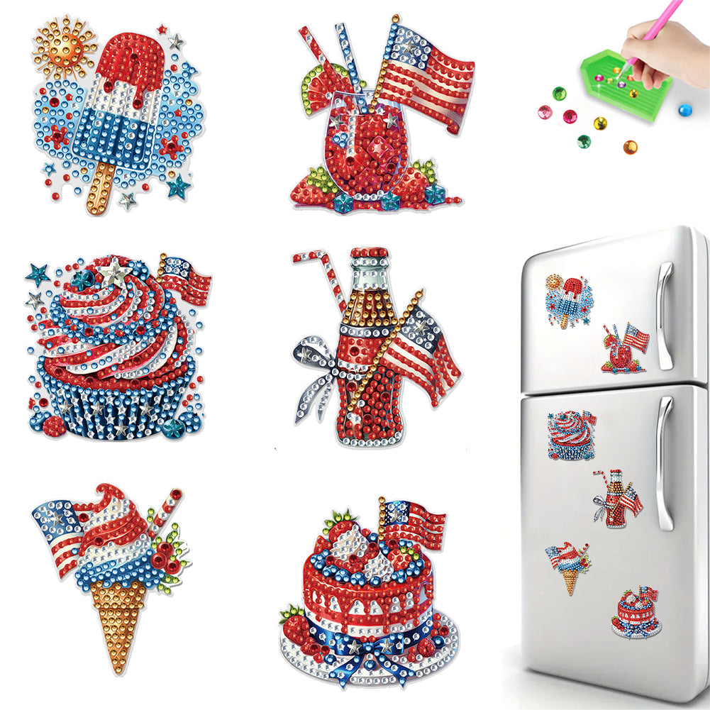 6 Pcs Diamond Art Fridge Magnet DIY Diamond Painting Refrigerator Magnet