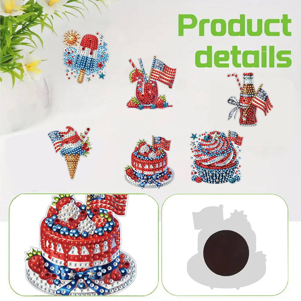 6 Pcs Diamond Art Fridge Magnet DIY Diamond Painting Refrigerator Magnet