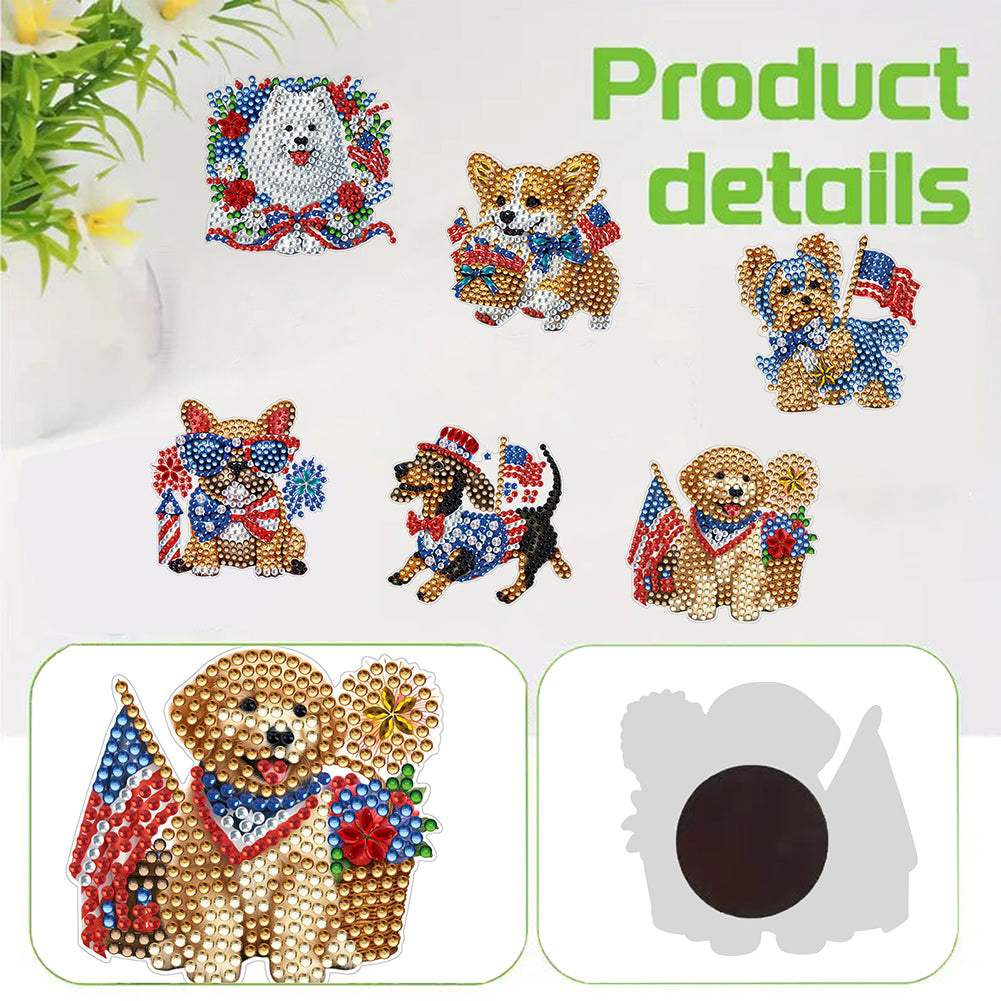6 Pcs Diamond Art Fridge Magnet DIY Diamond Painting Refrigerator Magnet