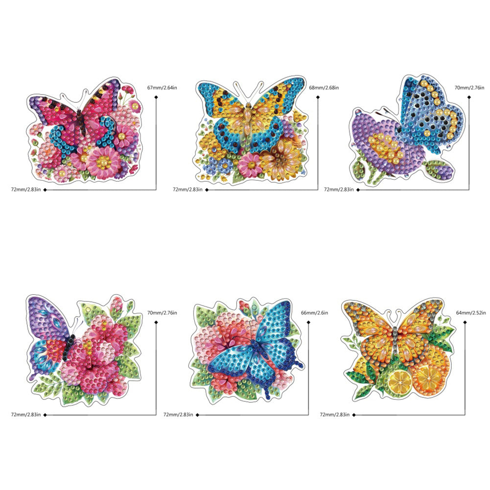 6Pcs Double Sided Special Shaped Beautiful Pattern Full Drill Keyring for Adults