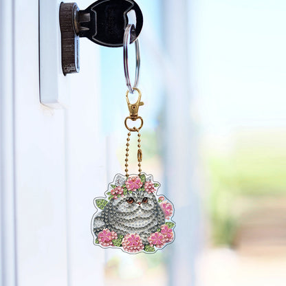 6Pcs Double Sided Special Shaped Beautiful Pattern Full Drill Keyring for Adults