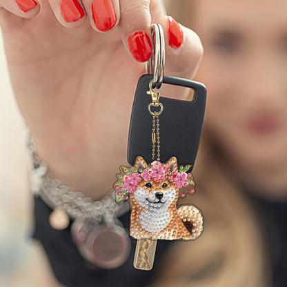 6Pcs Double Sided Special Shaped Beautiful Pattern Full Drill Keyring for Adults