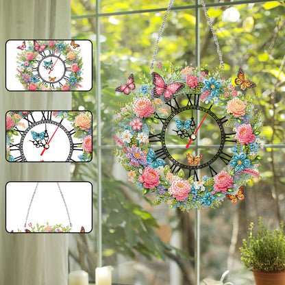 Acrylic Special Shape Flowers 5D Diamond Painting Clock Art Craft for Home Decor