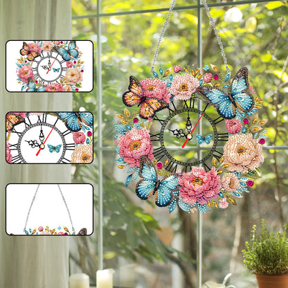 Acrylic Special Shape Flowers 5D Diamond Painting Clock Art Craft for Home Decor