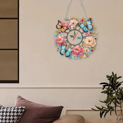 Acrylic Special Shape Flowers 5D Diamond Painting Clock Art Craft for Home Decor