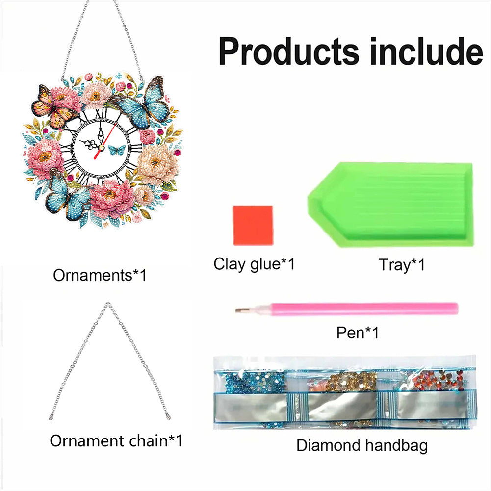 Acrylic Special Shape Flowers 5D Diamond Painting Clock Art Craft for Home Decor