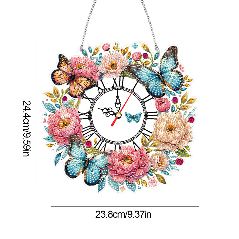 Acrylic Special Shape Flowers 5D Diamond Painting Clock Art Craft for Home Decor
