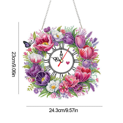 Acrylic Special Shape Flowers 5D Diamond Painting Clock Art Craft for Home Decor