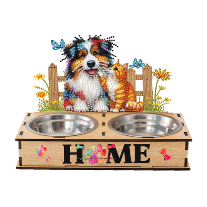 5D DIY Diamond Painting Water Feeder Diamond Art Dog Bowl for Small Medium Pets