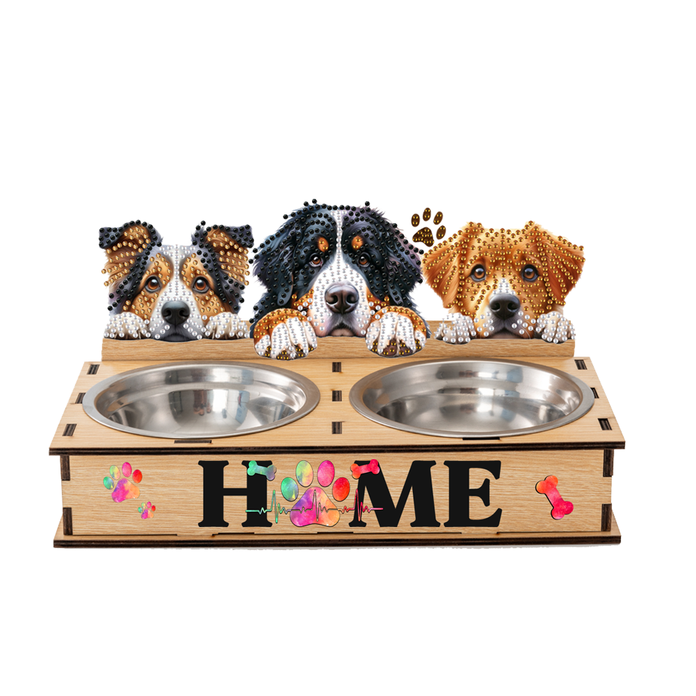 5D DIY Diamond Painting Water Feeder Diamond Art Dog Bowl for Small Medium Pets