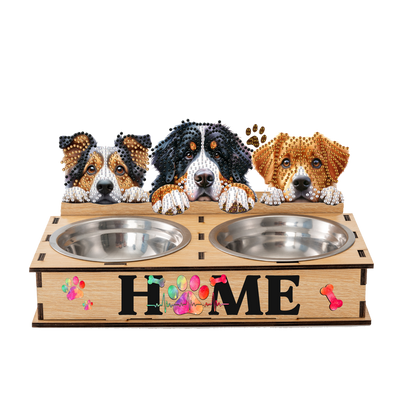 5D DIY Diamond Painting Water Feeder Diamond Art Dog Bowl for Small Medium Pets