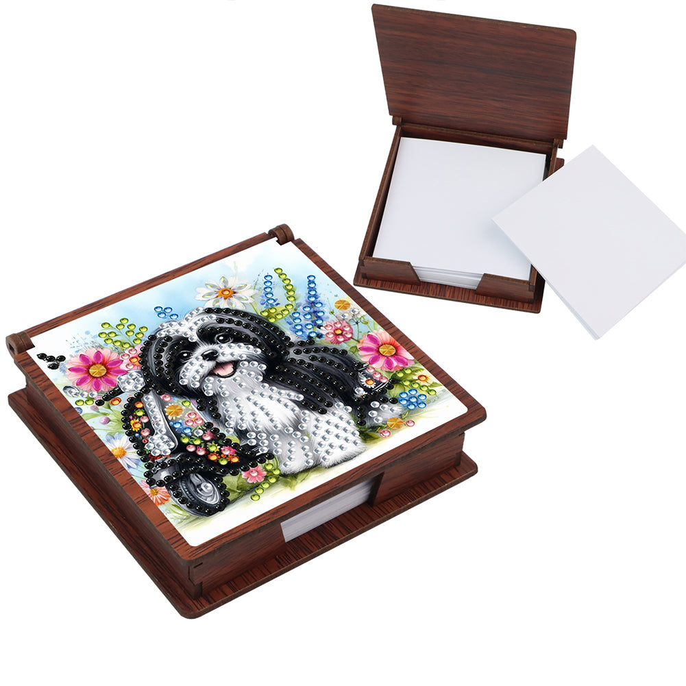 Wooden 5D Diamond Painting Kit Note Box with 160 Sheets Diamond Art Notepad Box