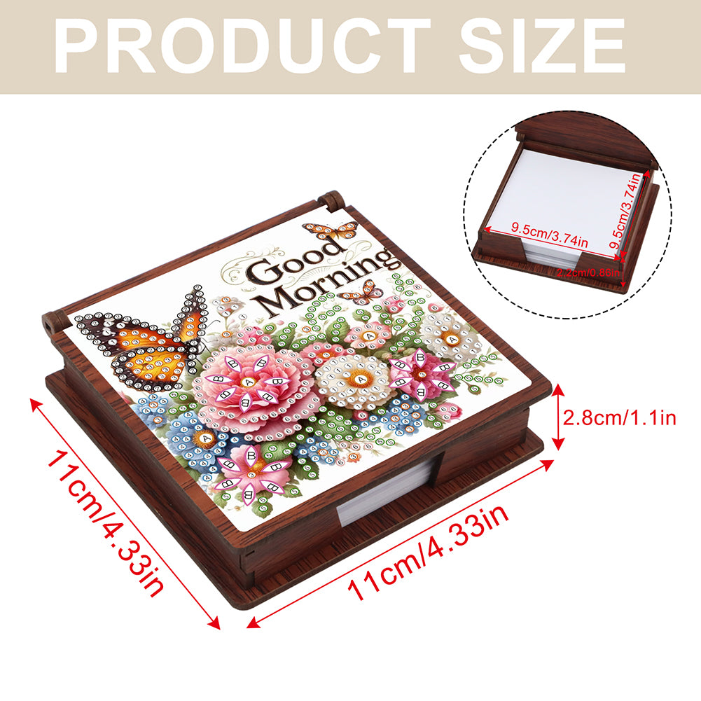 Wooden 5D Diamond Painting Kit Note Box with 160 Sheets Diamond Art Notepad Box
