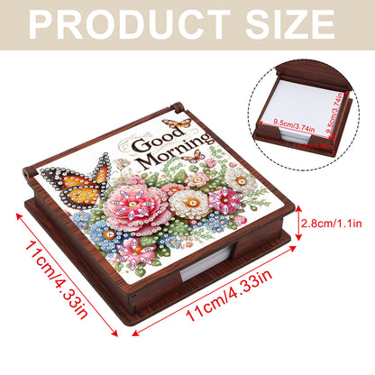 Wooden 5D Diamond Painting Kit Note Box with 160 Sheets Diamond Art Notepad Box